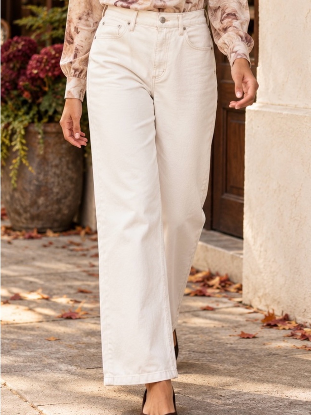 pistola Cream Lana High-Rise Wide-Leg Jeans